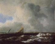 Jacob van Ruisdael Vessels in a Choppy sea oil painting